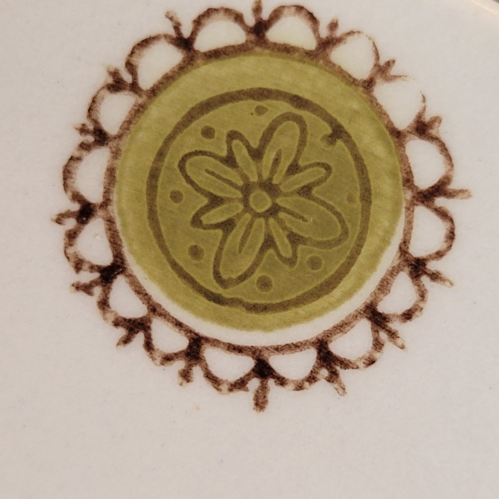 Mikasa Focus-Shape Zombie Saucers (2) Pattern #2028-8? Japan Green Blue Flowers - Picture 12 of 15